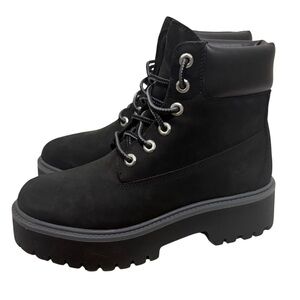 NWOT Timberland Stone Street 6-Inch Waterproof Platform Boot, Black, Size 8
